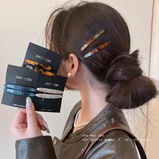 韩系醋酸金标发夹女2025新款高端侧边盘发一字夹半扎发刘海鸭嘴夹