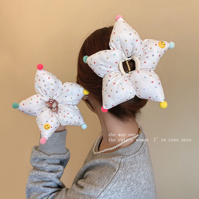 彩色波点五角星充棉立体抓夹小众设计感发夹甜美少女后脑勺鲨鱼夹,饰品/流行首饰/时尚饰品新,发饰,淘宝优惠券,粉丝福利购,淘宝优惠卷