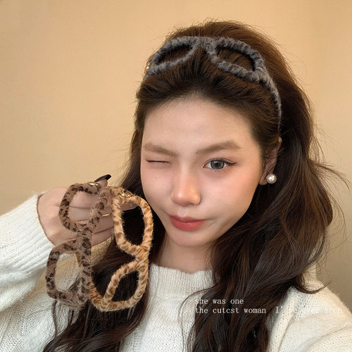 豹纹眼镜高颅顶发箍新款