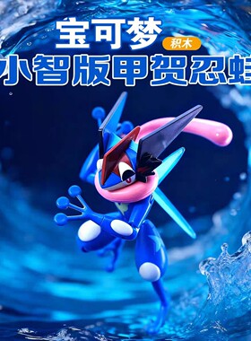 奇妙积木正版授权宝可梦甲贺忍蛙皮卡丘手办模型拼装玩具生日礼物