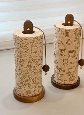 厨房木质纸巾架懒人抹布吸油卷纸架保鲜袋置物架立式免打孔收纳架