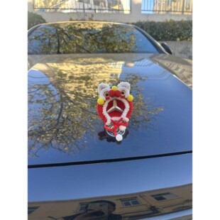 醒狮款奔驰立标帽子手工钩织装饰机器人创意可爱手工通用装饰车载