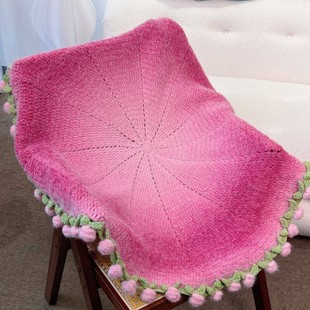 多巴胺渐变玫瑰花束毯diy材料包长绒毛线钩织披肩花毯自制手工毯