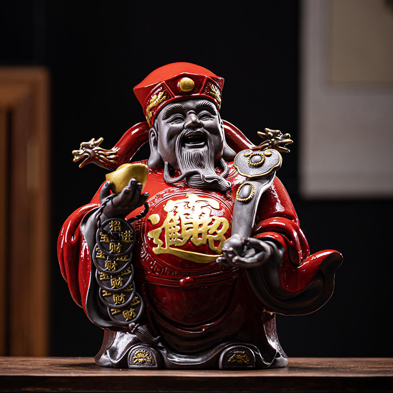 大号财神爷佛像陶瓷摆件办公室装饰家用供奉乔迁新居店铺开业送礼