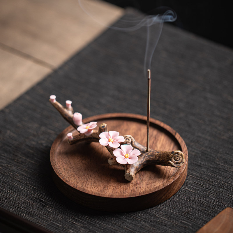 陶瓷桃花线香香插手工捏花香座禅意檀香沉香香炉家居茶道装饰摆件,家居饰品,香托/香盘/香座/香插,淘宝优惠券,粉丝福利购,淘宝优惠卷