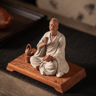 中式 历史人物茶圣陆羽雕像塑茶室桌面工艺品陶瓷李白邀月禅意摆件
