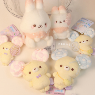 日本正版轻松熊棉花糖兔松鼠棒棒糖鼠饼干熊毛绒玩偶挂件零钱包