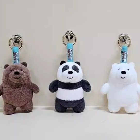 现货 韩国正品WeBareBears咱们裸熊吧基础毛绒玩偶挂件钥匙扣礼物