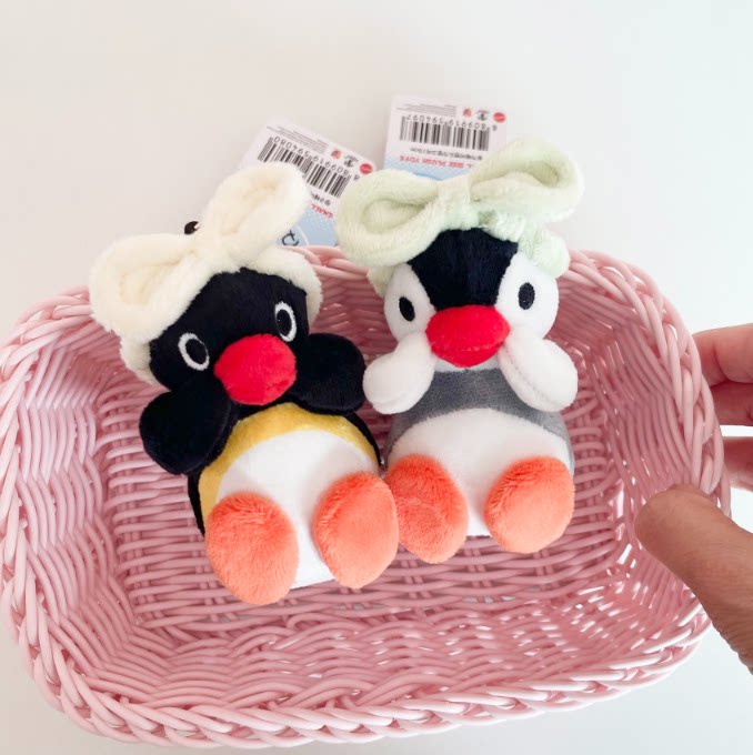 现货 韩国代购pingu发带浴帽发箍企鹅蝴蝶结毛绒可爱包挂件钥匙扣
