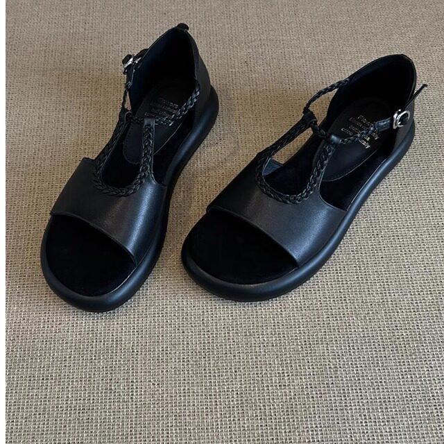 羊皮版~厚底凉鞋女2025夏季外穿配裙子时尚高级感绝美百搭罗马鞋