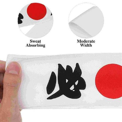White Bandeau Martial Headband Samurai Navy Wide Sushi Chef