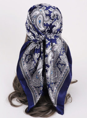 Fashionable 90 square scarves with cashew print for women