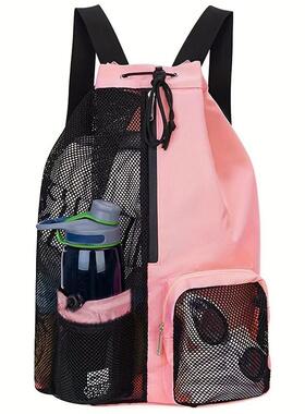 Sports Gym Drawstring Backpack Large Capacity Mesh Swim Bag