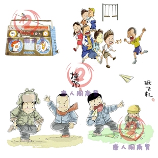 P370童年回忆8090年代复古回忆童年趣事PNG免抠设计素材183张图片