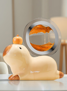 卡皮巴拉流沙画摆件水豚客厅办公室工位桌面情绪稳定治愈解压装饰