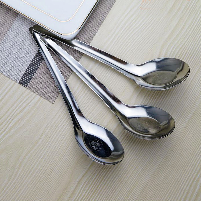 长柄不锈钢平底调羹汤匙小勺子饭勺汤勺家用学生儿童成人金属餐具