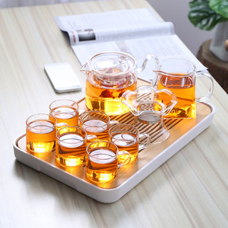 透明玻璃茶具套装家用茶台功夫茶杯客厅办公室简约泡茶茶壶小茶盘