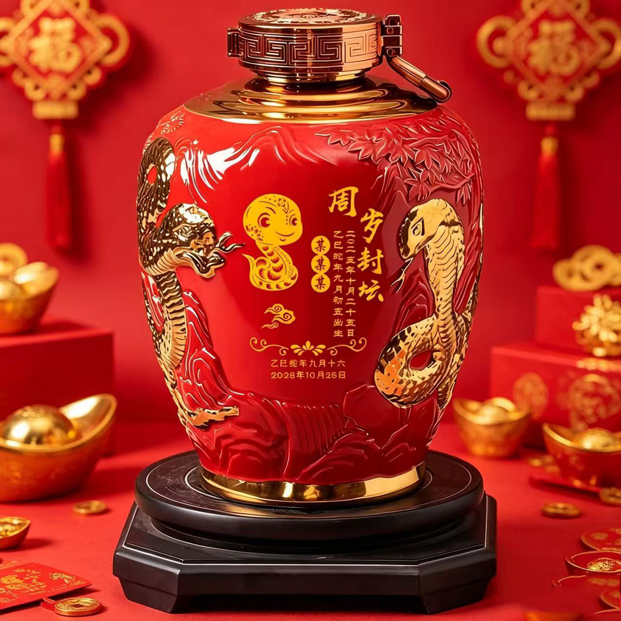 景德镇陶瓷酒坛周岁封酒蛇坛密封家用陶瓷酒瓶罐定制刻字空瓶高档