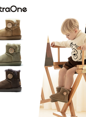 ExtraOne澳洲儿童纽扣雪地靴皮毛一体短靴加绒保暖防滑童鞋#602
