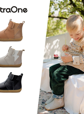 ExtraOne澳洲真皮男女童闪电加绒保暖童鞋真皮防滑儿童短靴#505