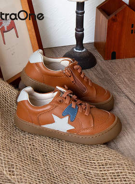 ExtraOne澳洲真皮儿童星星拉链板鞋男女童软底防滑百搭童鞋#7101