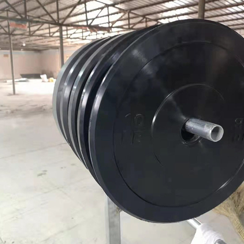 全胶片黑色全胶杠铃片大孔全胶片举重片橡胶配重片