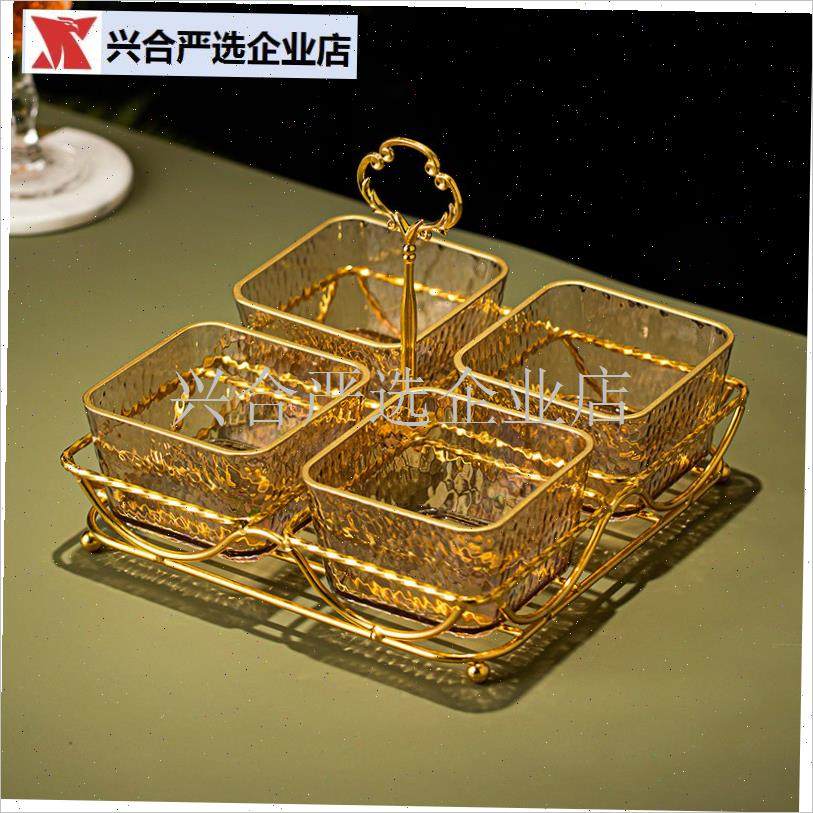 KTV酒吧会所茶楼美容足浴压克力金边豪华M干果盘零食盒点心盘果,