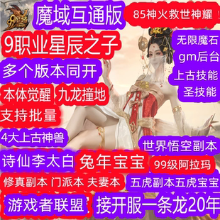 魔域手游互通版gm后台无限魔石 95神火 蛇年宝宝 貂蝉 开服一条龙