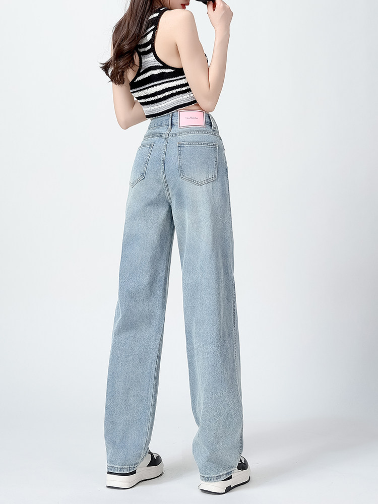 浅色窄版阔腿牛仔裤女2025年新款小个子高腰显瘦宽松百搭直筒裤子,女装/女士精品,大码裤装,淘宝优惠券,粉丝福利购,淘宝优惠卷