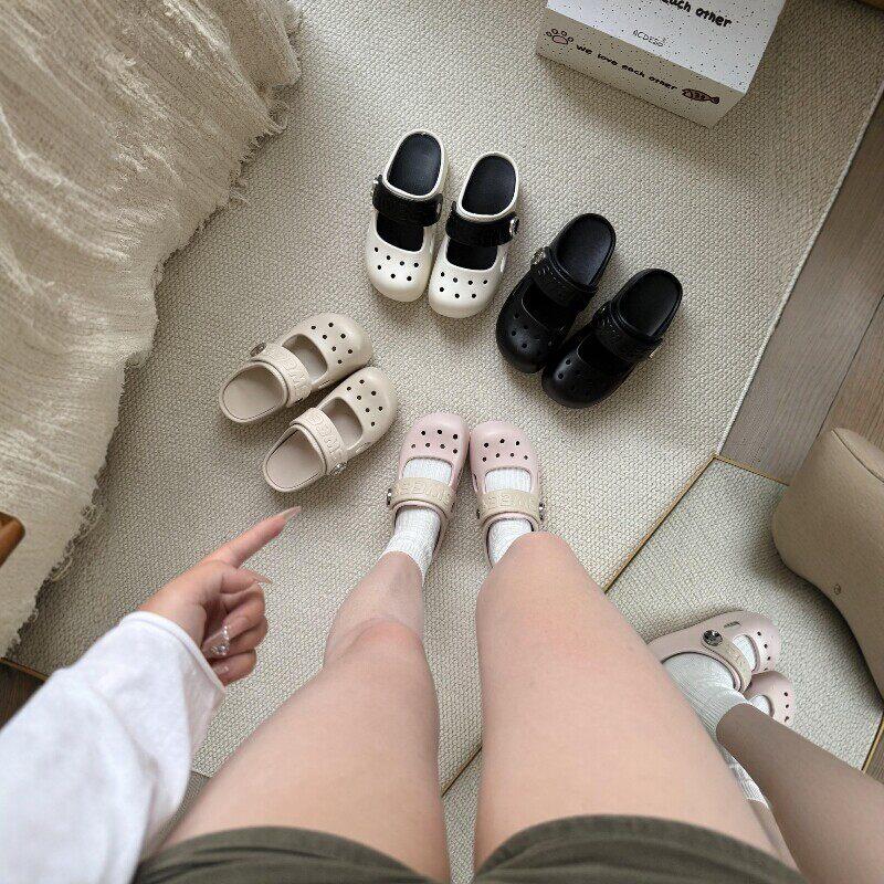 粉色洞洞鞋女夏季外穿不累脚沙滩鞋显脚小厚底增高超舒服2026新款