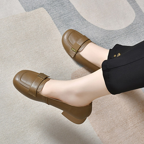 软皮豆豆鞋牛皮平底小皮鞋