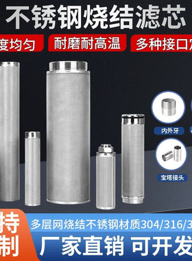 不锈钢金属烧结滤芯工业真空上料机呼吸器粉尘气体过滤网定制5um