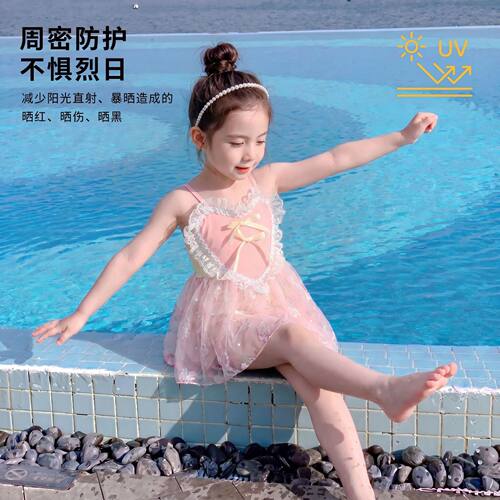 度假速干吊带公主小女孩连体泳装