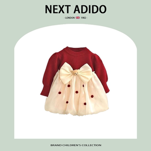英國NEXT ADIDO女童連衣裙秋冬周歲寶寶禮服洋氣兒童公主裙子冬季