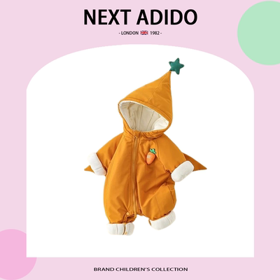 婴儿秋冬连体衣加绒夹棉外出哈衣