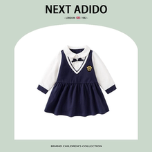 英国NEXT ADIDO女童春秋季学院风连衣裙秋装宝宝公主裙一周岁礼服