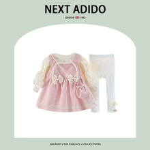 英国NEXT ADIDO女童连衣裙套装秋冬宝宝周岁礼服婴儿泡泡袖公主裙