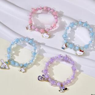 梦幻夹心糖果星星女生小众卡通手链小清新儿童串珠玉桂狗学生饰品