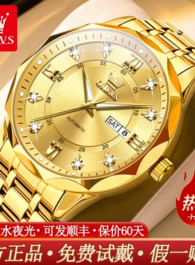 新年礼物瑞士18k金色男士手表男款机械表正品名牌全自动名表十大