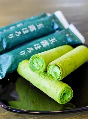 AaronHouse现货日本星野园八女玉露浓郁抹茶夹心小蛋卷袋装13枚入