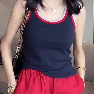 简约弹力打底衫 显瘦无袖 薄款 T恤宽松百搭吊带背心女2025夏季 新款
