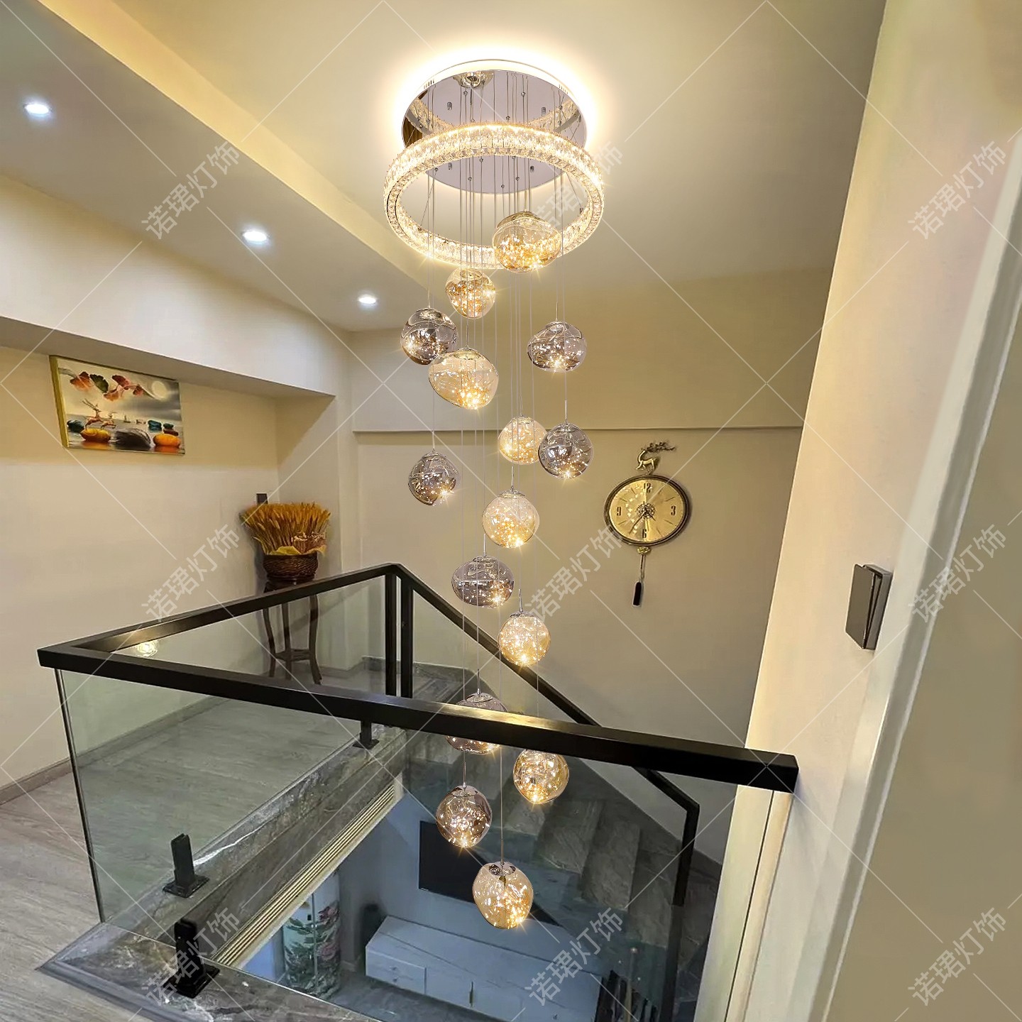 别墅旋转楼梯挑空吊灯高级感现代简约2025流行新款loft公寓客厅灯,家装灯饰光源,LOFT/复式住宅/楼梯吊灯,淘宝优惠券,粉丝福利购,淘宝优惠卷