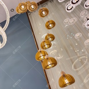 楼梯吊灯挑空复式楼大吊灯别墅创意南瓜个性loft公寓旋转长吊灯