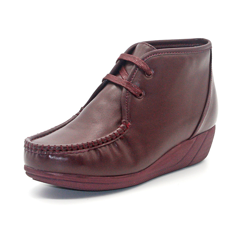 Mileno/米莲诺牛皮坡跟高帮女鞋健康舒适妈妈鞋保暖鞋244703