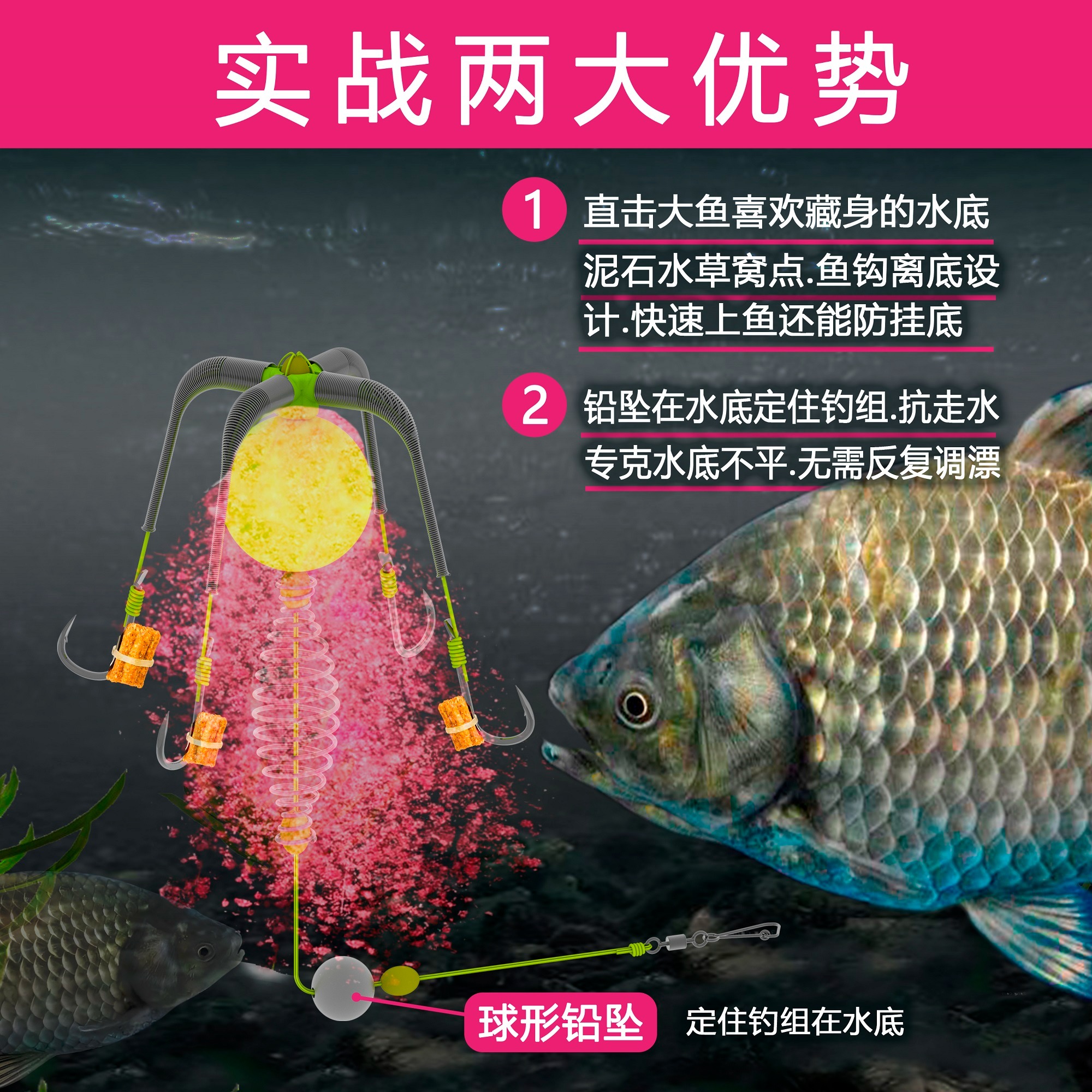 反離底小爆炸鉤防掛底重慶千又鉤鯽鯉魚海竿拋竿防纏繞釣組倍特鋒