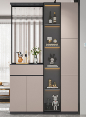 玄关柜鞋柜一体入户正对门客厅沙发挡柜欧式玻璃屏风隔断柜置物架