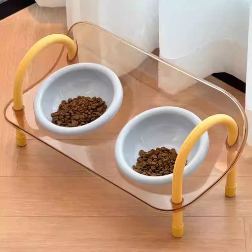 猫碗狗碗撞色宠物双碗食盆可调节