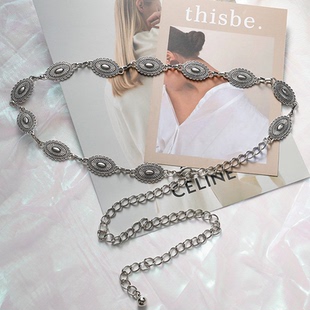 2026新款腰链配饰腰带银色金属链条民族风收腰配连衣短裙子高级感