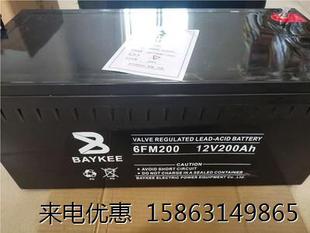 铅酸免维护 6FM 阀控式 200 BAYKEE柏克蓄电池12V200AH 全新正品