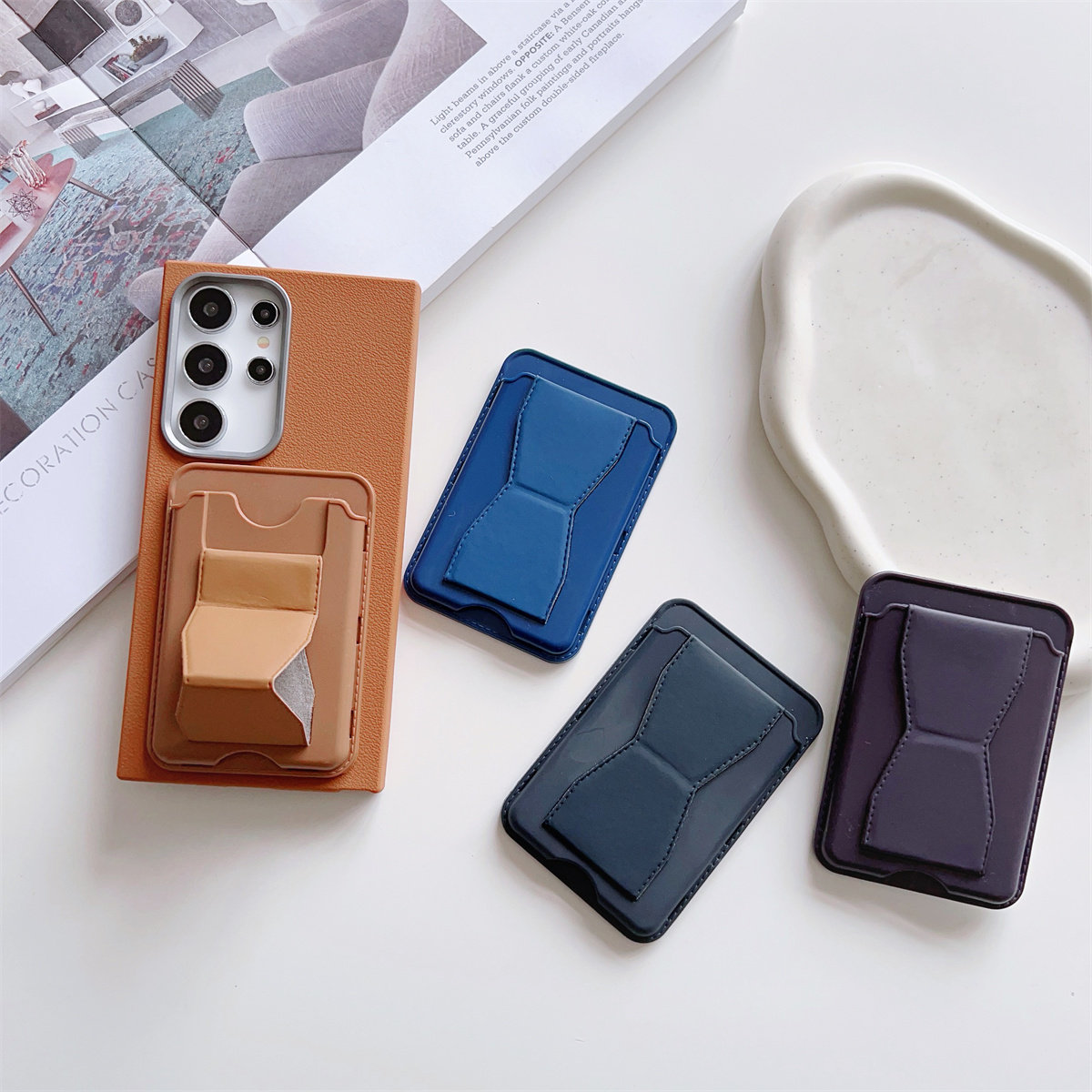 手机壳卡套背贴卡包支架粘贴外壳腕带放卡指环扣插卡门禁卡名片夹地铁